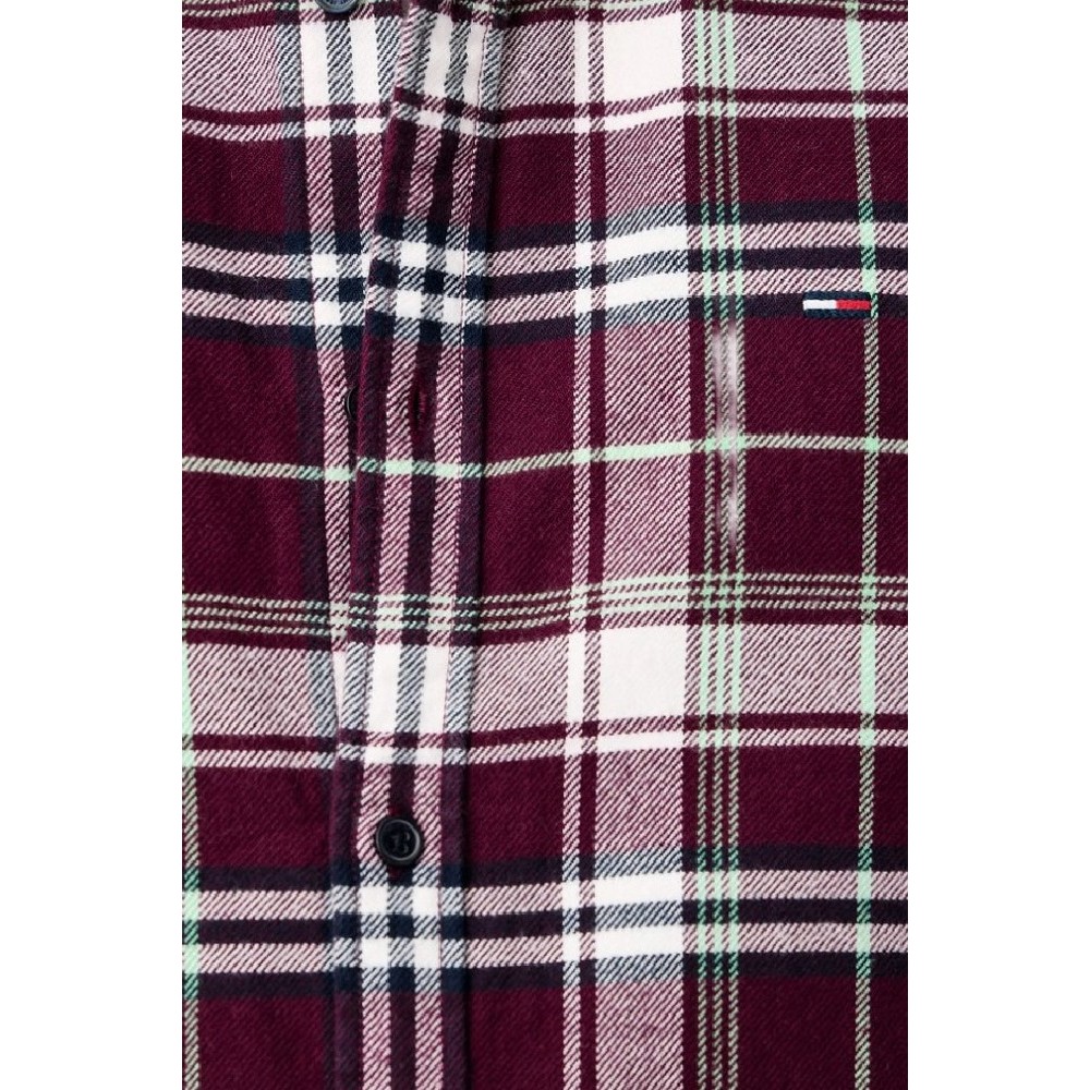 TOMMY JEANS REG FLANNEL CHECK SHIRT EXT ΠΟΥΚΑΜΙΣΟ ΑΝΔΡΙΚΟ BERRY