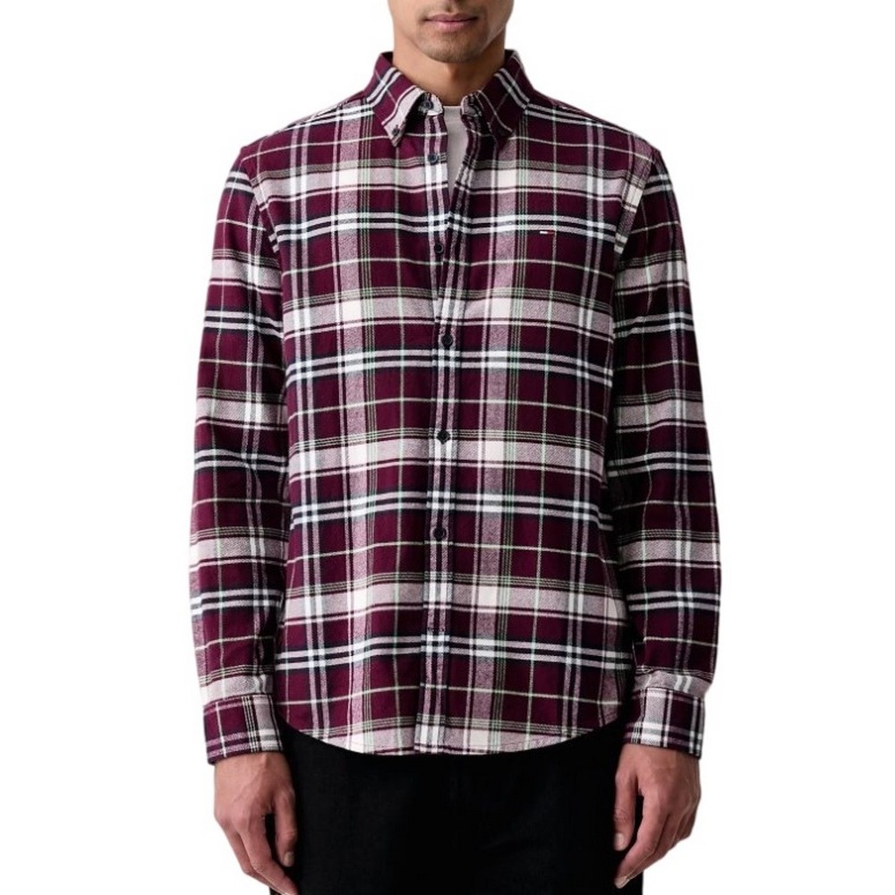 TOMMY JEANS REG FLANNEL CHECK SHIRT EXT ΠΟΥΚΑΜΙΣΟ ΑΝΔΡΙΚΟ BERRY