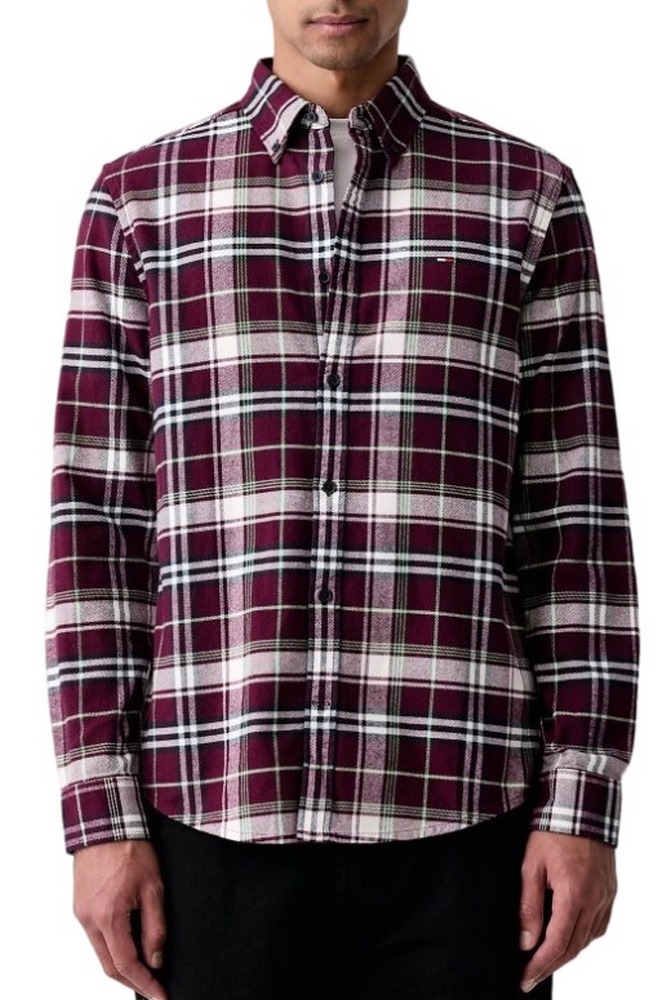 TOMMY JEANS REG FLANNEL CHECK SHIRT EXT ΠΟΥΚΑΜΙΣΟ ΑΝΔΡΙΚΟ BERRY