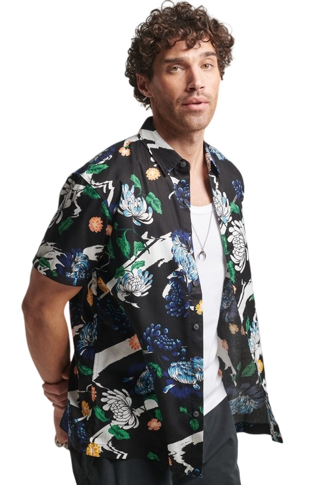 SUPERDRY D2 OVIN VINTAGE HAWAIIAN S/S SHIRT ΠΟΥΚΑΜΙΣΟ ΑΝΔΡΙΚΟ BLACK