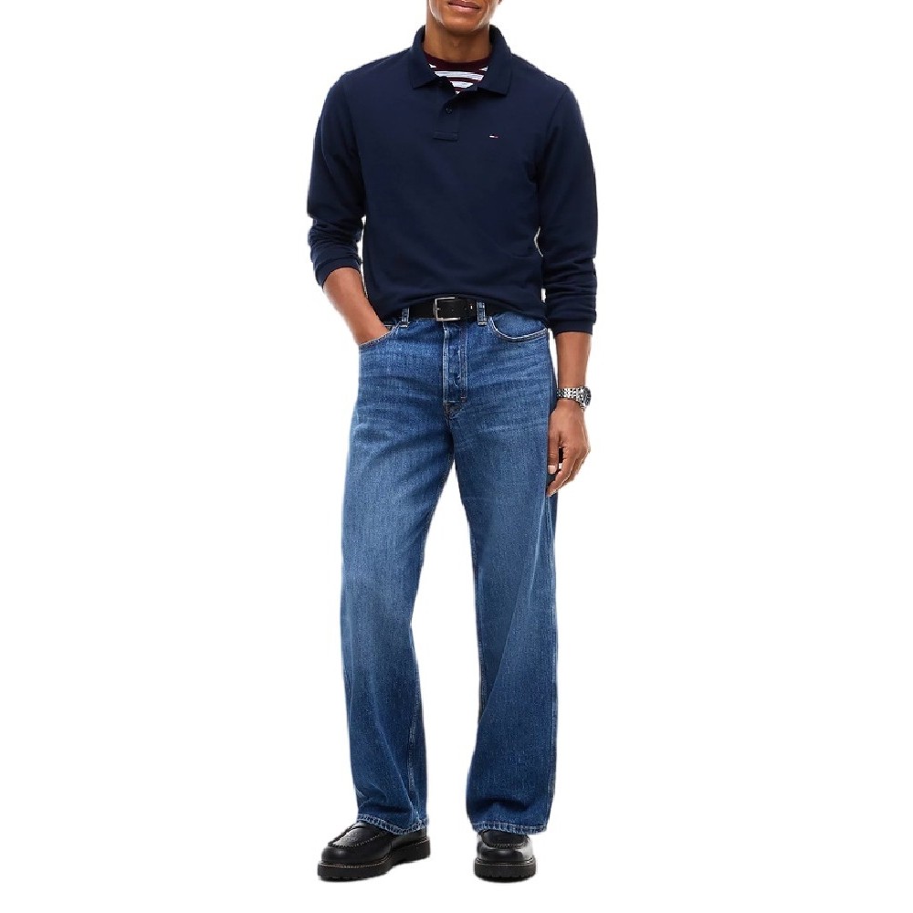 TOMMY JEANS REG ESS POLO T-SHIRT ΜΠΛΟΥΖΑ ΜΑΚΡΥΜΑΝΙΚΗ ΑΝΔΡΙΚΗ NAVY