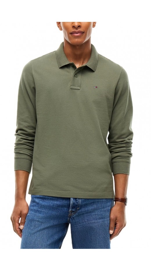 TOMMY JEANS REG ESS POLO T-SHIRT ΜΠΛΟΥΖΑ ΜΑΚΡΥΜΑΝΙΚΗ ΑΝΔΡΙΚΗ MILITARY GREEN