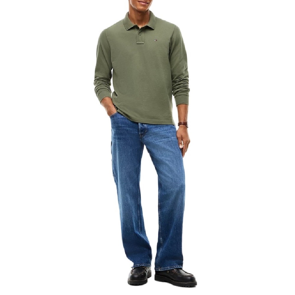 TOMMY JEANS REG ESS POLO T-SHIRT ΜΠΛΟΥΖΑ ΜΑΚΡΥΜΑΝΙΚΗ ΑΝΔΡΙΚΗ MILITARY GREEN