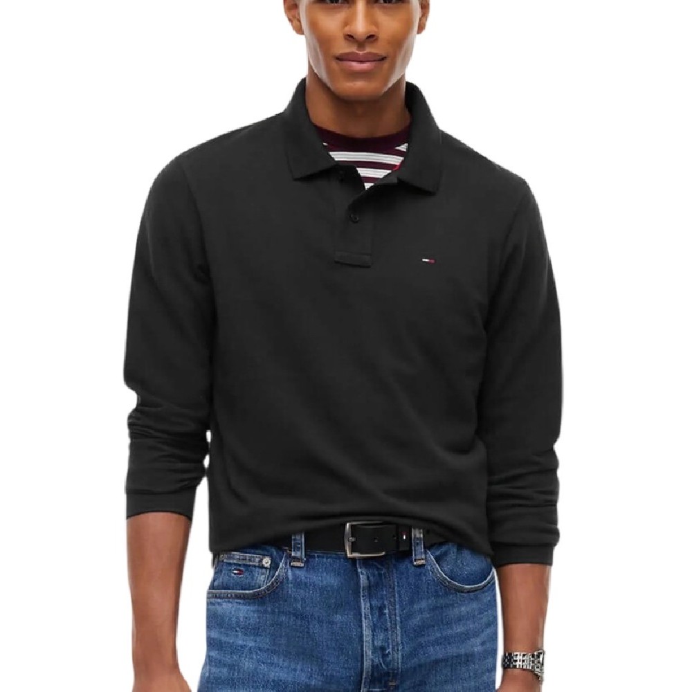 TOMMY JEANS REG ESS POLO T-SHIRT ΜΠΛΟΥΖΑ ΜΑΚΡΥΜΑΝΙΚΗ ΑΝΔΡΙΚΗ BLACK
