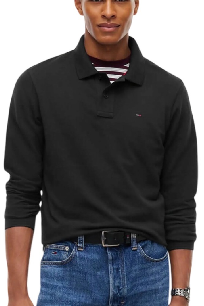 TOMMY JEANS REG ESS POLO T-SHIRT ΜΠΛΟΥΖΑ ΜΑΚΡΥΜΑΝΙΚΗ ΑΝΔΡΙΚΗ BLACK