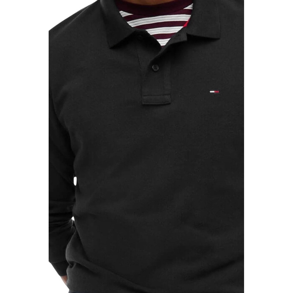 TOMMY JEANS REG ESS POLO T-SHIRT ΜΠΛΟΥΖΑ ΜΑΚΡΥΜΑΝΙΚΗ ΑΝΔΡΙΚΗ BLACK