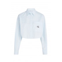 CALVIN KLEIN JEANS WOVEN LABEL CROPPED SHIRT ΠΟΥΚΑΜΙΣΟ ΓΥΝΑΙΚΕΙΟ CIEL