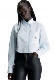 CALVIN KLEIN JEANS WOVEN LABEL CROPPED SHIRT ΠΟΥΚΑΜΙΣΟ ΓΥΝΑΙΚΕΙΟ CIEL