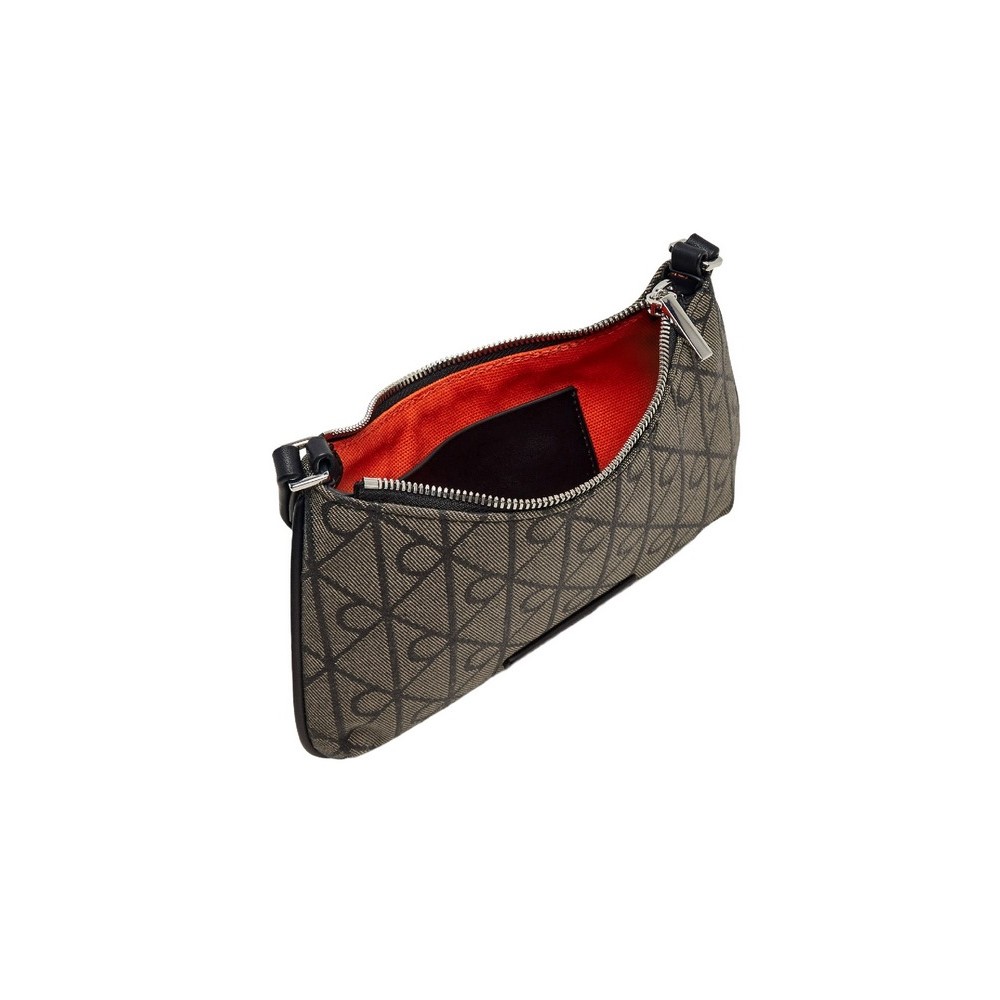 CALVIN KLEIN EMBLEM AOP JACQUARD CONV MINI ΤΣΑΝΤΑ ΓΥΝΑΙΚΕΙΑ BLACK/BROWN