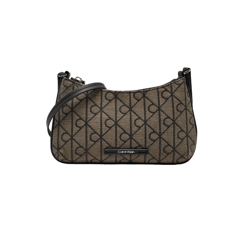 CALVIN KLEIN EMBLEM AOP JACQUARD CONV MINI ΤΣΑΝΤΑ ΓΥΝΑΙΚΕΙΑ BLACK/BROWN