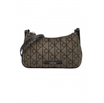 CALVIN KLEIN EMBLEM AOP JACQUARD CONV MINI ΤΣΑΝΤΑ ΓΥΝΑΙΚΕΙΑ BLACK/BROWN
