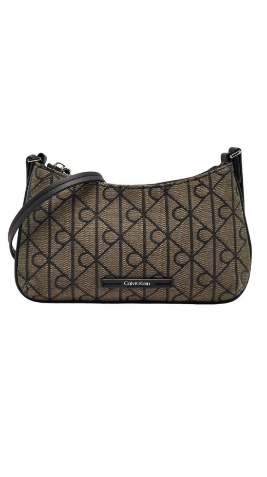 CALVIN KLEIN EMBLEM AOP JACQUARD CONV MINI ΤΣΑΝΤΑ ΓΥΝΑΙΚΕΙΑ BLACK/BROWN