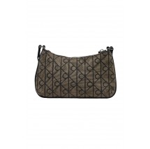 CALVIN KLEIN EMBLEM AOP JACQUARD CONV MINI ΤΣΑΝΤΑ ΓΥΝΑΙΚΕΙΑ BLACK/BROWN