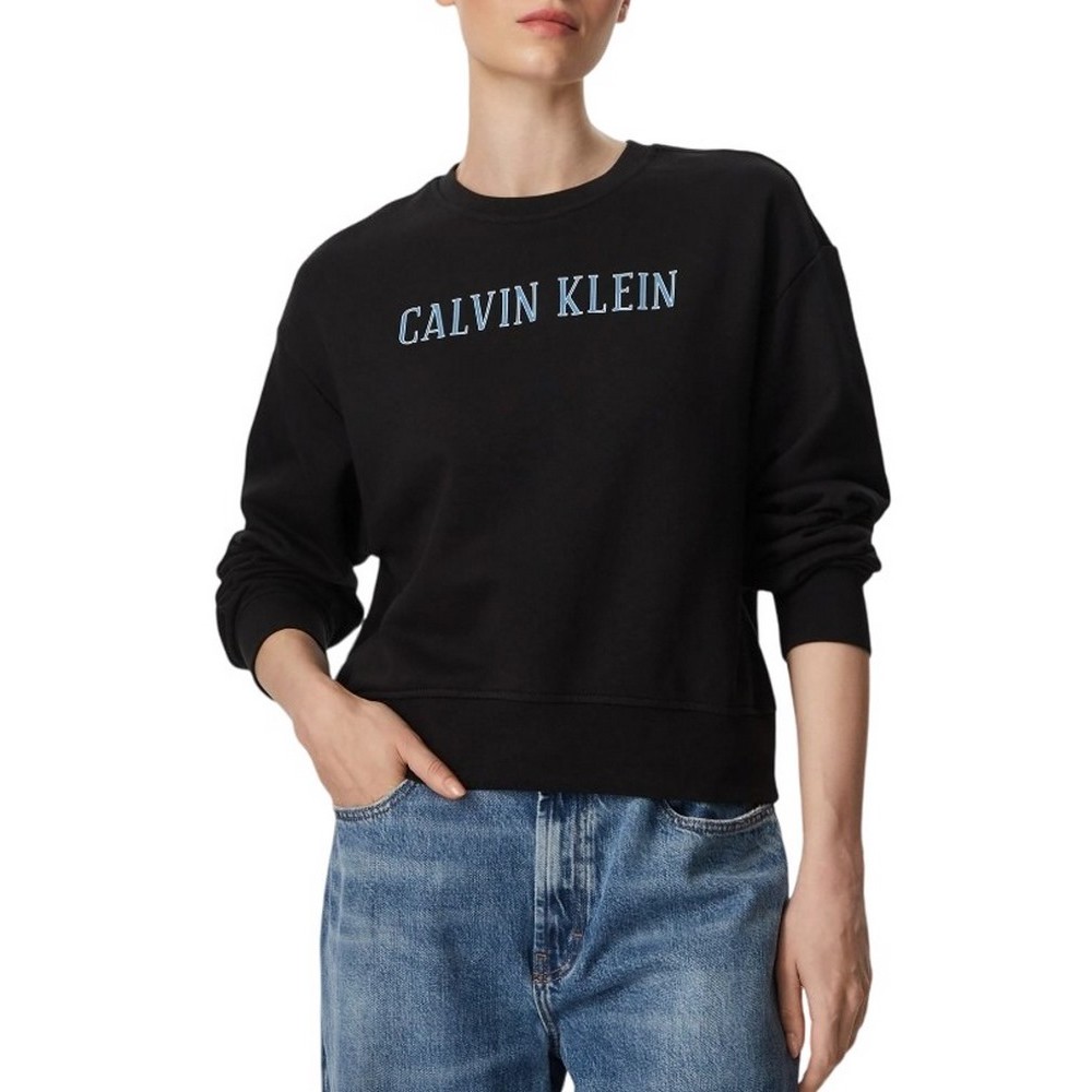 CALVIN KLEIN JEANS LS CROPPED TERRY VARSITY LOGO ΦΟΥΤΕΡ ΜΠΛΟΥΖΑ ΓΥΝΑΙΚΕΙΑ BLACK