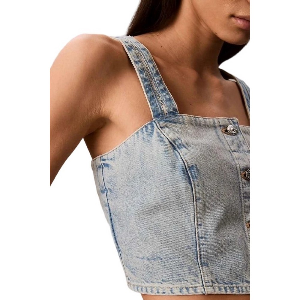 CALVIN KLEIN JEANS DENIM TRUCKER TANK FRESH WATER ΤΟΠ ΓΥΝΑΙΚΕΙΟ BLUΕ DENIM