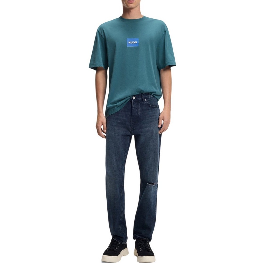 HUGO BOSS JERSEY NAYONIX T-SHIRT ΜΠΛΟΥΖΑ ΑΝΔΡΙΚΗ AQUA