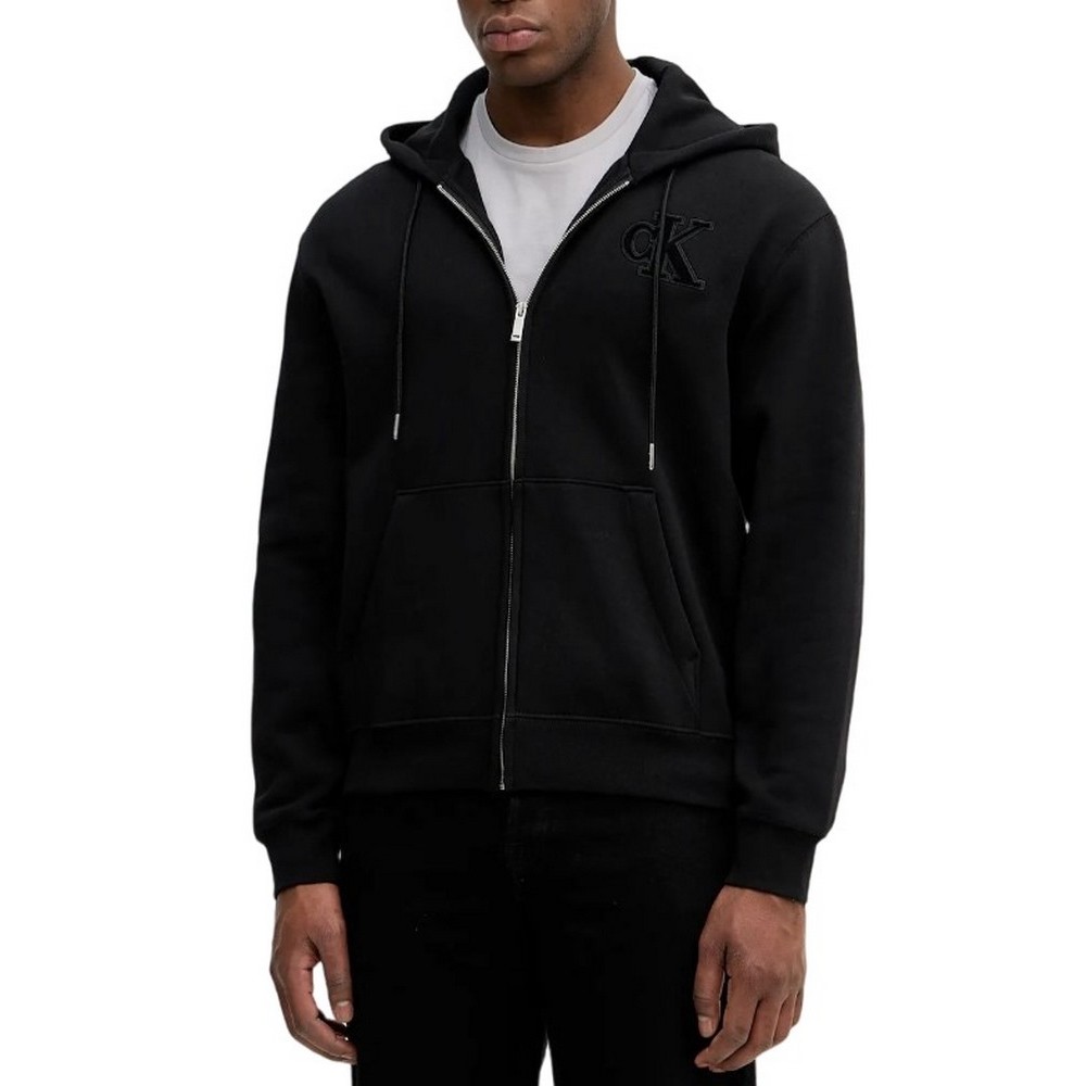 CALVIN KLEIN JEANS A 350GSM FLEECE GIFT GIVING FZ HOO ΖΑΚΕΤΑ ΦΟΥΤΕΡ ΑΝΔΡΙΚΗ BLACK