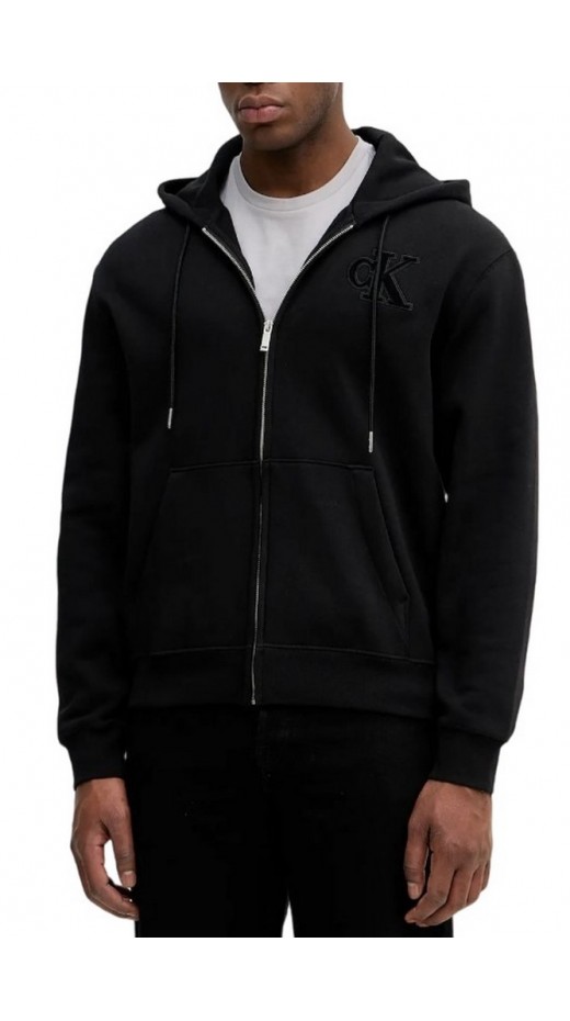 CALVIN KLEIN JEANS A 350GSM FLEECE GIFT GIVING FZ HOO ΖΑΚΕΤΑ ΦΟΥΤΕΡ ΑΝΔΡΙΚΗ BLACK