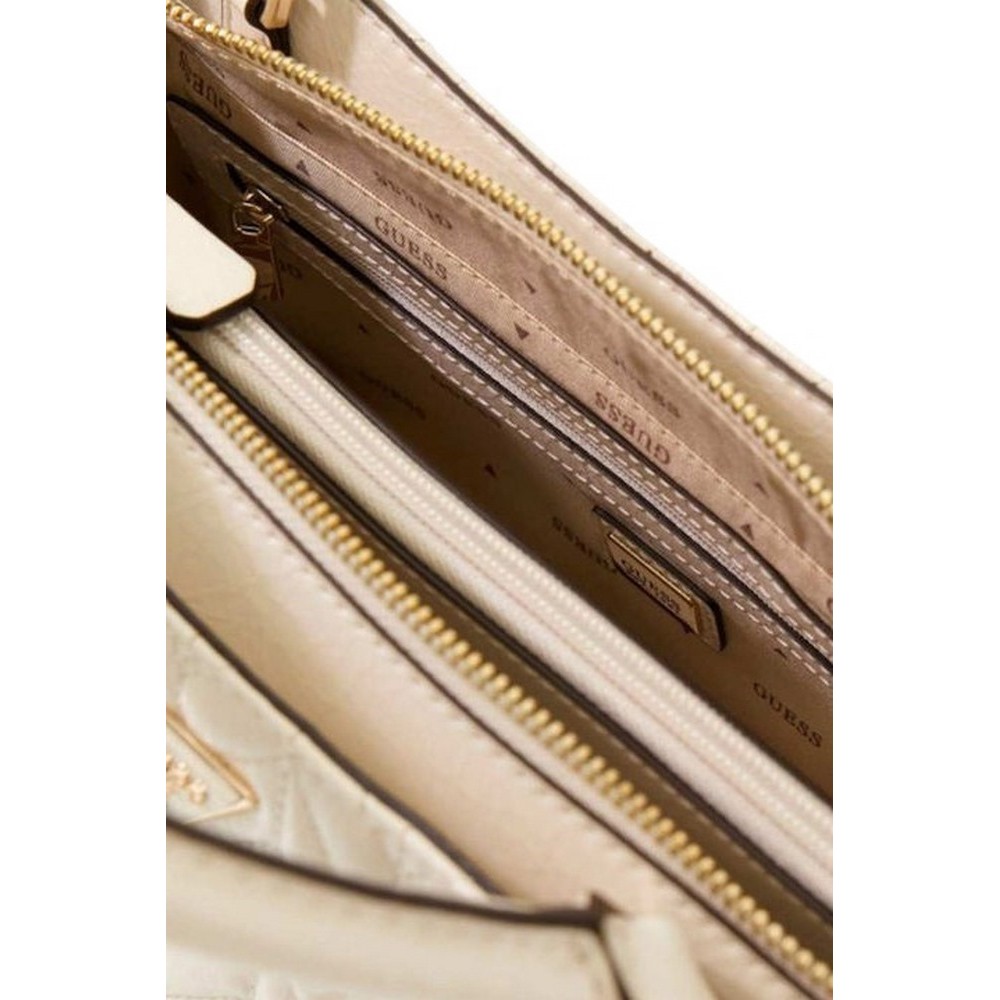 GUESS CHERYL TRIPLE COMP SATCHEL ΤΣΑΝΤΑ ΓΥΝΑΙΚΕΙΑ OFF WHITE