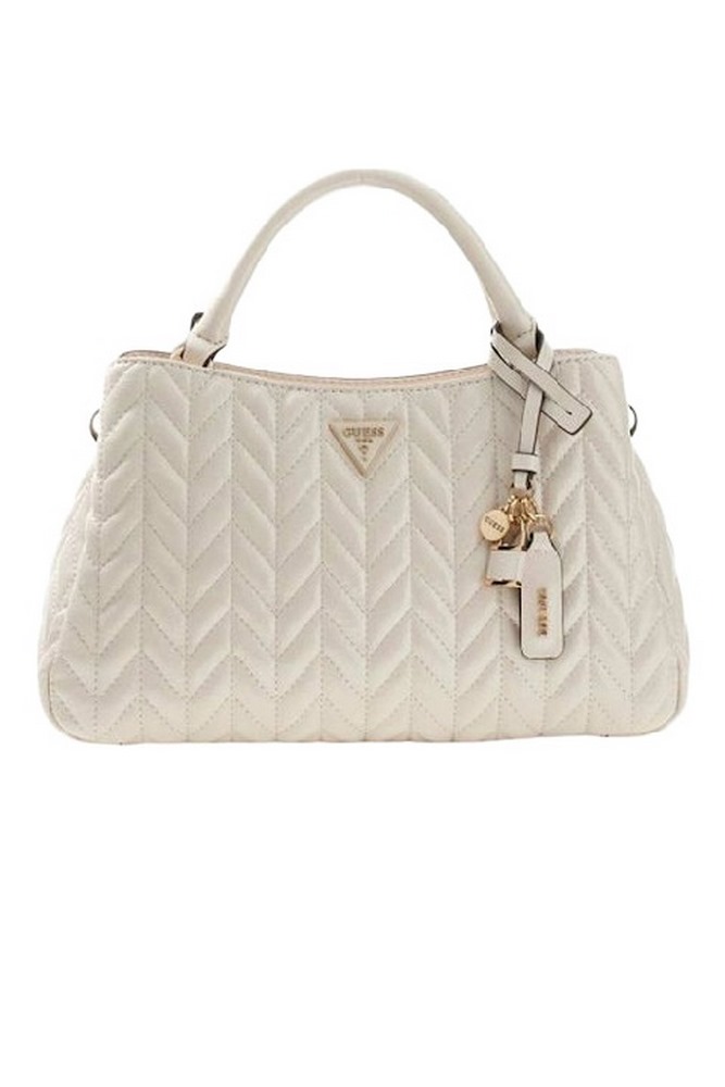 GUESS CHERYL TRIPLE COMP SATCHEL ΤΣΑΝΤΑ ΓΥΝΑΙΚΕΙΑ OFF WHITE