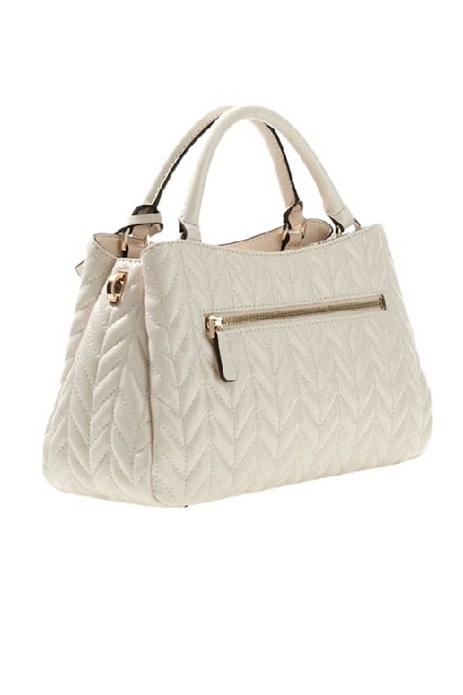 GUESS CHERYL TRIPLE COMP SATCHEL ΤΣΑΝΤΑ ΓΥΝΑΙΚΕΙΑ OFF WHITE
