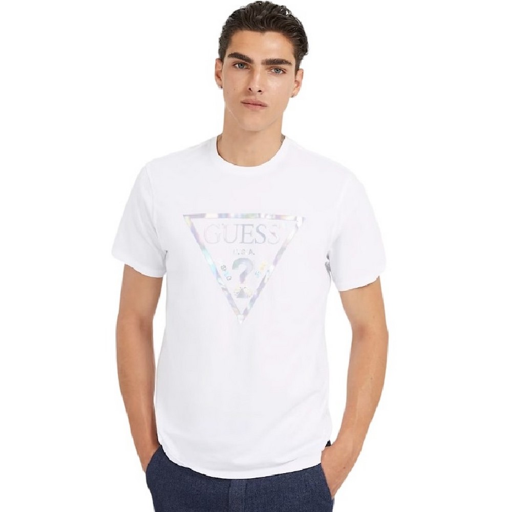 GUESS IRIDESCENT T-SHIRT ΜΠΛΟΥΖΑ ΑΝΔΡΙΚΗ WHITE