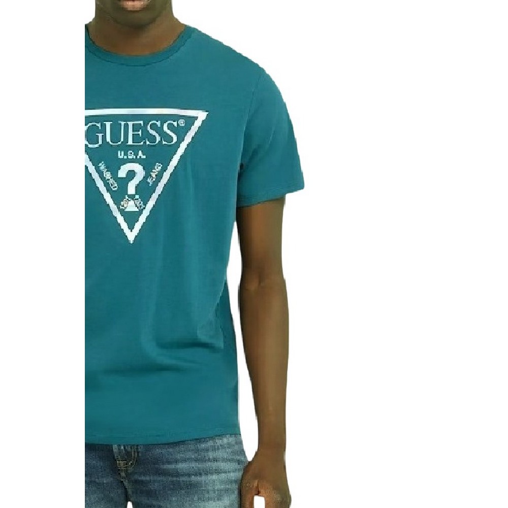 GUESS IRIDESCENT T-SHIRT ΜΠΛΟΥΖΑ ΑΝΔΡΙΚΗ PETROL