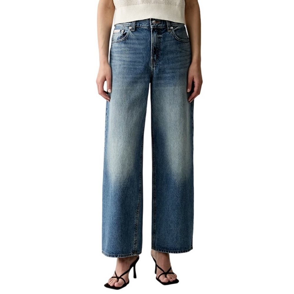 CALVIN KLEIN JEANS LOW RISE BAGGY TINTED AIRWAY ΠΑΝΤΕΛΟΝΙ ΓΥΝΑΙΚΕΙΟ BLUΕ DENIM