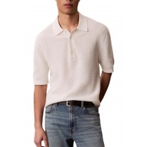 CALVIN KLEIN JEANS COTTON WAFFLE POLO COLLARSWTR ΜΠΛΟΥΖΑ ΑΝΔΡΙΚΗ OFF WHITE