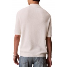 CALVIN KLEIN JEANS COTTON WAFFLE POLO COLLARSWTR ΜΠΛΟΥΖΑ ΑΝΔΡΙΚΗ OFF WHITE