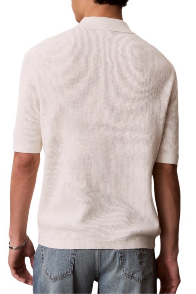 CALVIN KLEIN JEANS COTTON WAFFLE POLO COLLARSWTR ΜΠΛΟΥΖΑ ΑΝΔΡΙΚΗ OFF WHITE