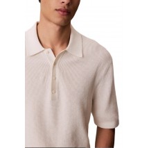 CALVIN KLEIN JEANS COTTON WAFFLE POLO COLLARSWTR ΜΠΛΟΥΖΑ ΑΝΔΡΙΚΗ OFF WHITE