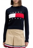 TOMMY JEANS FLAG CREW NECK SWEATER EXT ΠΛΕΚΤΗ ΜΠΛΟΥΖΑ ΓΥΝΑΙΚΕΙΑ NAVY