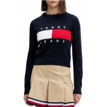 TOMMY JEANS FLAG CREW NECK SWEATER EXT ΠΛΕΚΤΗ ΜΠΛΟΥΖΑ ΓΥΝΑΙΚΕΙΑ NAVY