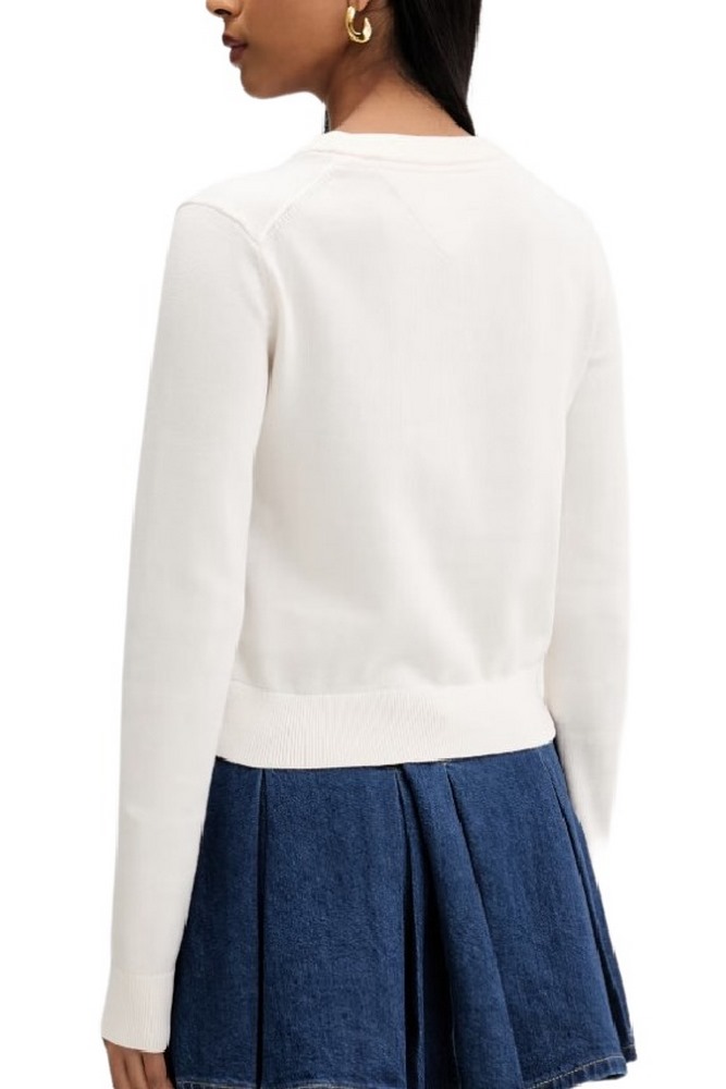 TOMMY JEANS FLAG CREW NECK SWEATER EXT ΠΛΕΚΤΗ ΜΠΛΟΥΖΑ ΓΥΝΑΙΚΕΙΑ OFF WHITE