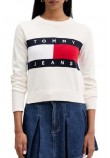 TOMMY JEANS FLAG CREW NECK SWEATER EXT ΠΛΕΚΤΗ ΜΠΛΟΥΖΑ ΓΥΝΑΙΚΕΙΑ OFF WHITE
