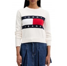TOMMY JEANS FLAG CREW NECK SWEATER EXT ΠΛΕΚΤΗ ΜΠΛΟΥΖΑ ΓΥΝΑΙΚΕΙΑ OFF WHITE