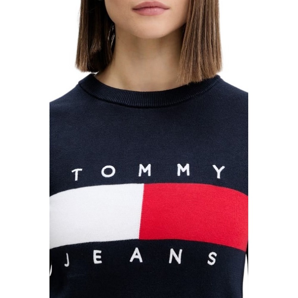 TOMMY JEANS FLAG CREW NECK SWEATER EXT ΠΛΕΚΤΗ ΜΠΛΟΥΖΑ ΓΥΝΑΙΚΕΙΑ NAVY