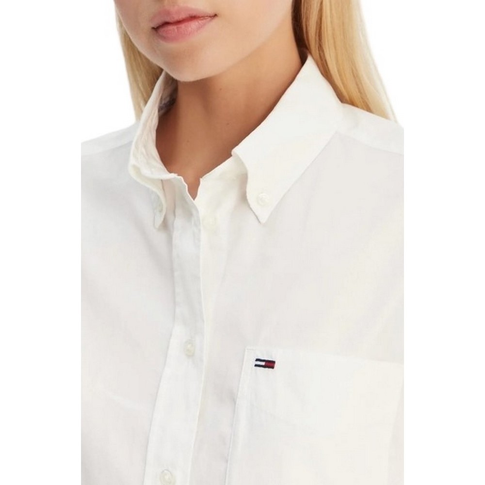 TOMMY JEANS ESSENTIAL CROP SHIRT ΠΟΥΚΑΜΙΣΟ ΓΥΝΑΙΚΕΙΟ ECRU