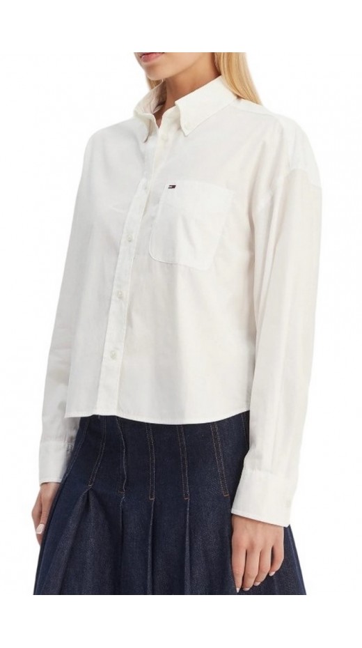 TOMMY JEANS ESSENTIAL CROP SHIRT ΠΟΥΚΑΜΙΣΟ ΓΥΝΑΙΚΕΙΟ ECRU
