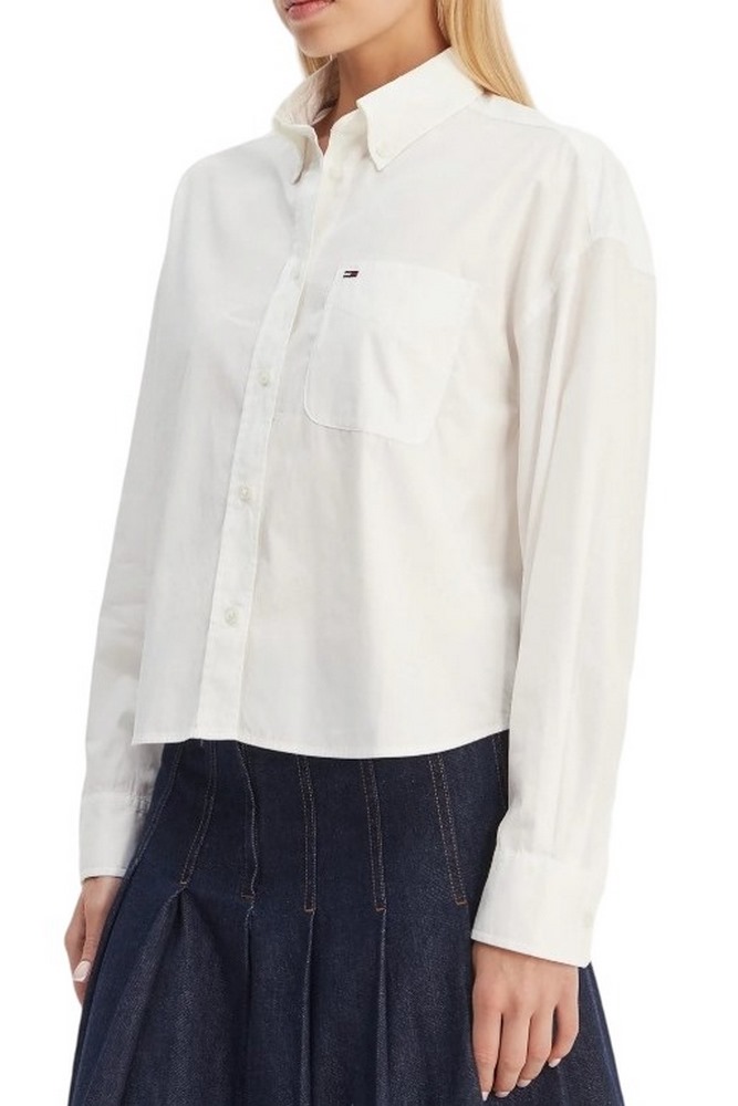 TOMMY JEANS ESSENTIAL CROP SHIRT ΠΟΥΚΑΜΙΣΟ ΓΥΝΑΙΚΕΙΟ ECRU