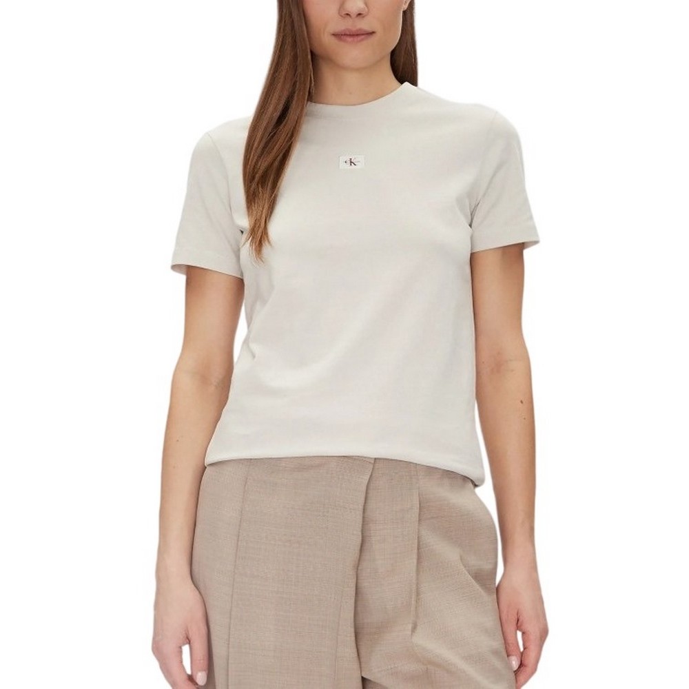 CALVIN KLEIN JEANS WOVEN LABEL REGULAR TEE T-SHIRT ΜΠΛΟΥΖΑ ΓΥΝΑΙΚΕΙΑ BEIGE