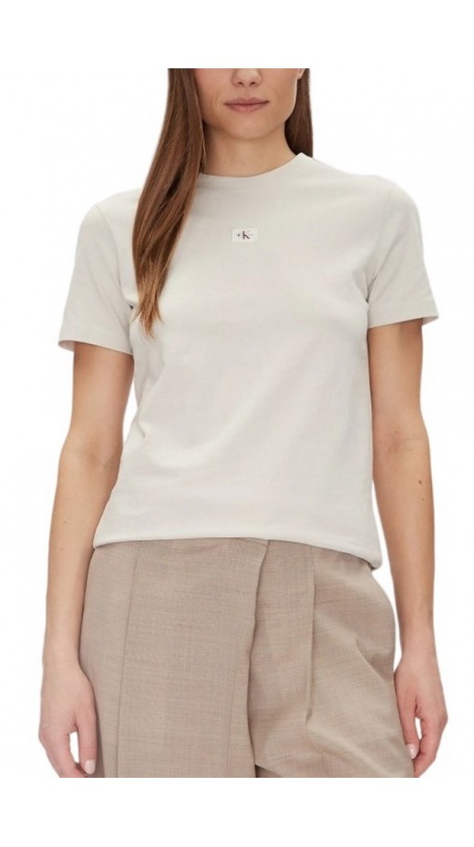 CALVIN KLEIN JEANS WOVEN LABEL REGULAR TEE T-SHIRT ΜΠΛΟΥΖΑ ΓΥΝΑΙΚΕΙΑ BEIGE