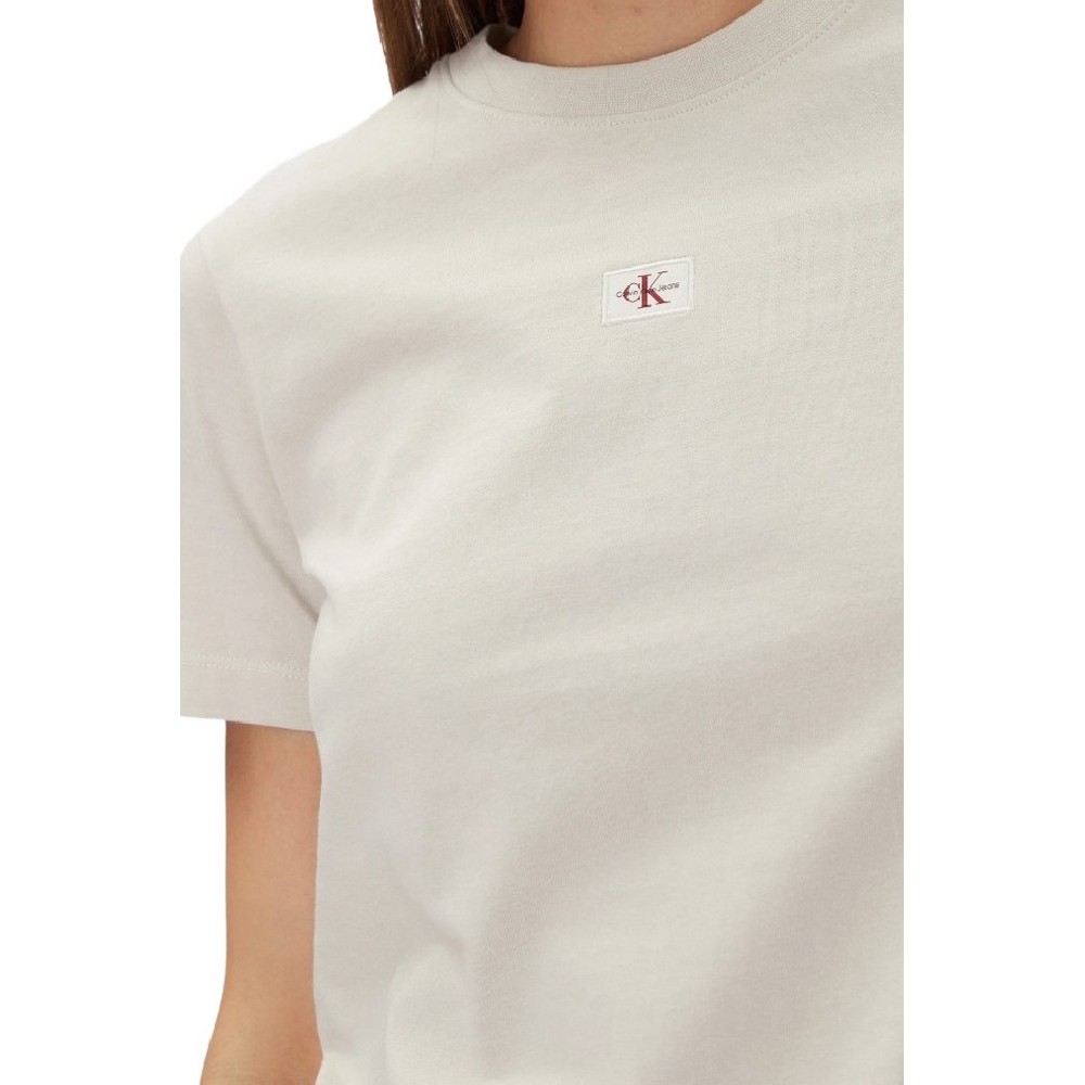 CALVIN KLEIN JEANS WOVEN LABEL REGULAR TEE T-SHIRT ΜΠΛΟΥΖΑ ΓΥΝΑΙΚΕΙΑ BEIGE