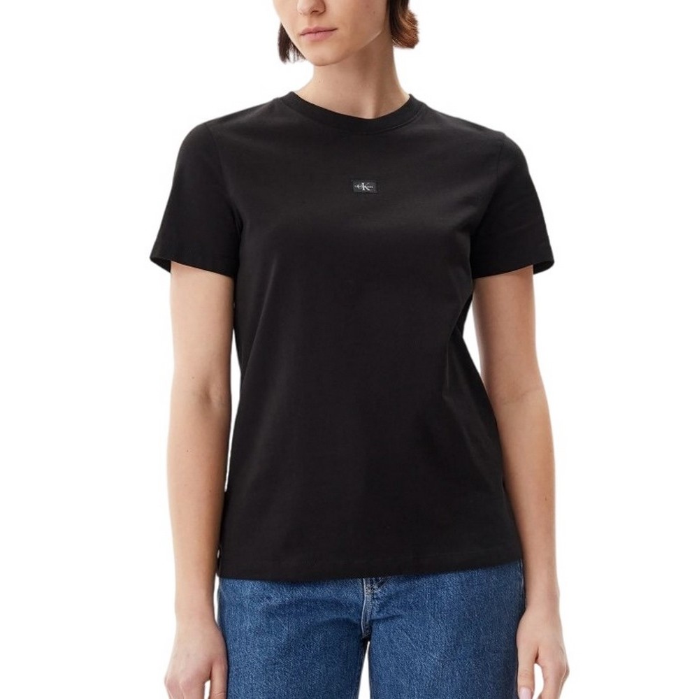 CALVIN KLEIN JEANS WOVEN LABEL REGULAR TEE T-SHIRT ΜΠΛΟΥΖΑ ΓΥΝΑΙΚΕΙΑ BLACK