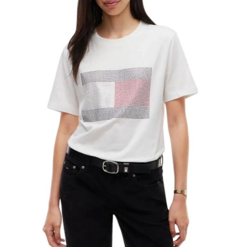 TOMMY JEANS RLX FLAG BLING T-SHIRT ΜΠΛΟΥΖΑ ΓΥΝΑΙΚΕΙΑ ECRU