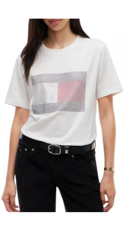 TOMMY JEANS RLX FLAG BLING T-SHIRT ΜΠΛΟΥΖΑ ΓΥΝΑΙΚΕΙΑ ECRU