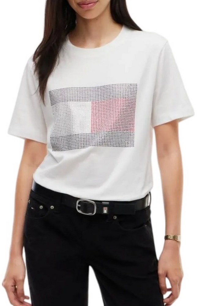 TOMMY JEANS RLX FLAG BLING T-SHIRT ΜΠΛΟΥΖΑ ΓΥΝΑΙΚΕΙΑ ECRU