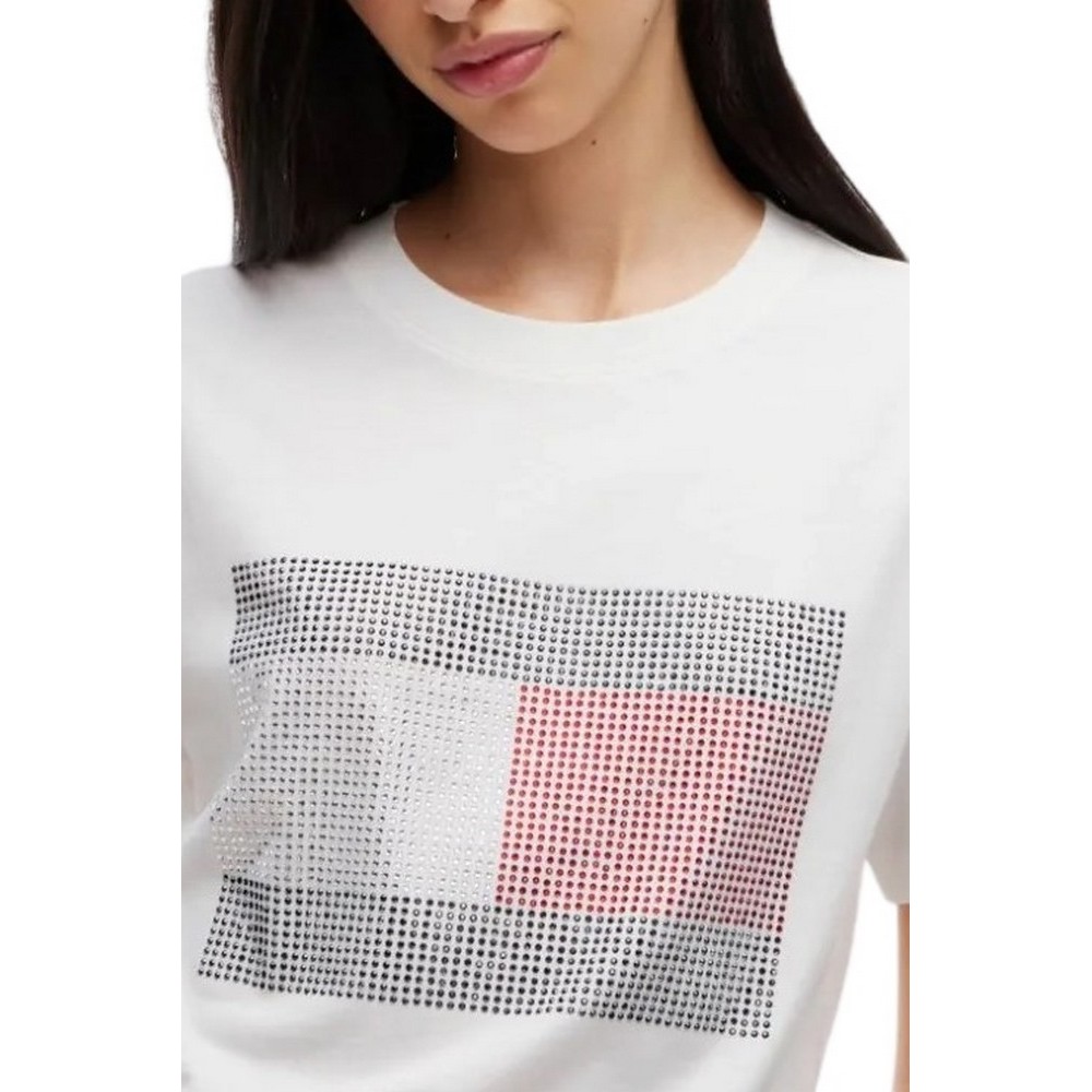 TOMMY JEANS RLX FLAG BLING T-SHIRT ΜΠΛΟΥΖΑ ΓΥΝΑΙΚΕΙΑ ECRU