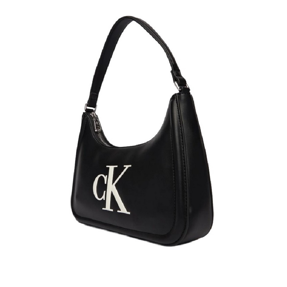 CALVIN KLEIN RAISED SMALL SHOULDER BAG ΤΣΑΝΤΑ ΓΥΝΑΙΚΕΙΑ BLACK/WHITE